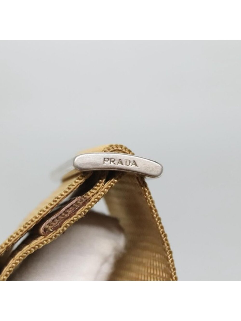 Authentic PRADA Shoulder Bag Nylon Beige Silver - Picture 16 of 16